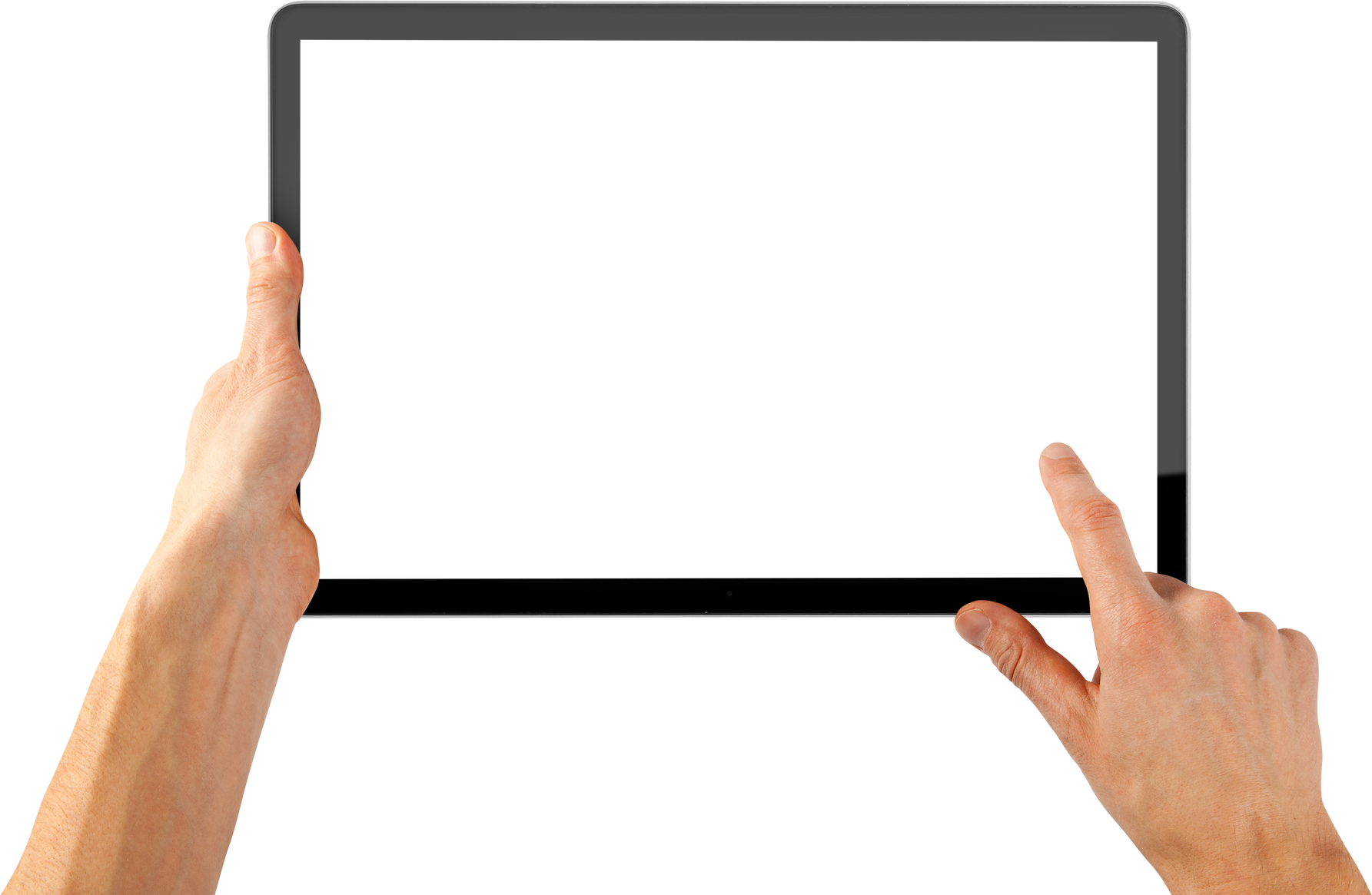 a tablet ipad in a hand on the png backgrounds